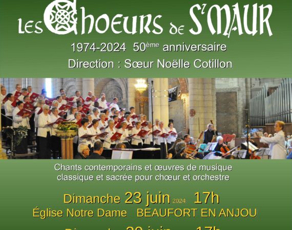 Deux concerts de fin d'année à Beaufort en Anjou le 23 juin et à St Laud d'Angers le 30 juin à 17h