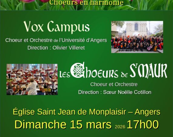 Concert de Printemps - Deux Choeurs en harmonie le 15 mars 2026 à l'église St Jean de Monplaisir